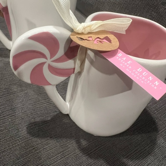 Rae Dunn Christmas SUGAR & SPICE Mug White Pink with Lollipop Handle Decor New - Picture 7 of 10